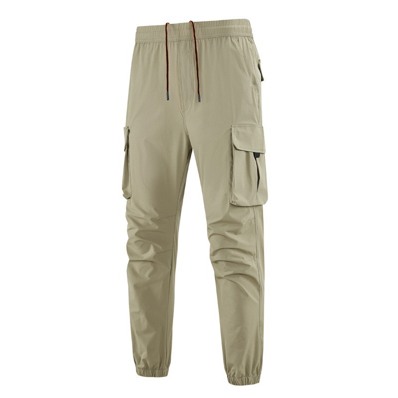 Men's Outdoor Cargo Pants with Multiple Pockets, Straight-Leg Casual Long Pants, Summer American Style Functional Workwear Pants