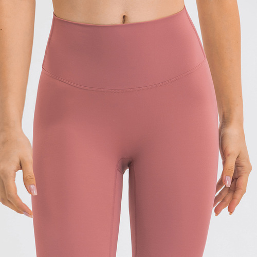 Yoga wear spring new style high-waisted belly tight yoga pants for women European and American naked butt lifting fitness pants brushed sports pants