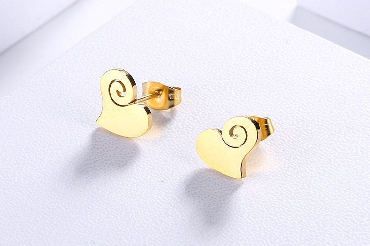 fashion stainless steel heart-shaped necklace earrings set wholesale Nihaojewelry