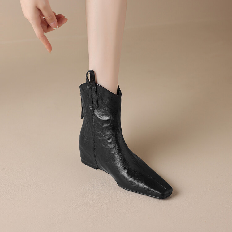 [broken code special clearance does not return] hand-held cowhide increased autumn and winter martin boots square head v mouth slim west