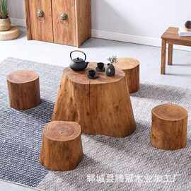 老榆木墩子凳子茶几原木树桩茶桌木头实木客厅家用原木桩摆件底座