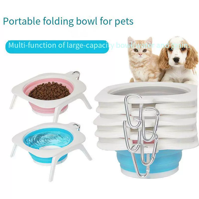 Amazon популярная Складная миска для домашних животных портативная уличная миска для корма для собак миска кормушка для кошек питьевая вода Антидетонационная миска