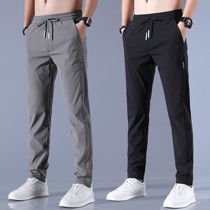 Pantalones casuales de hielo delgados de verano transfronterizos elásticos delgados de hombre 2026 nuevos pantalones deportivos de secado rápido