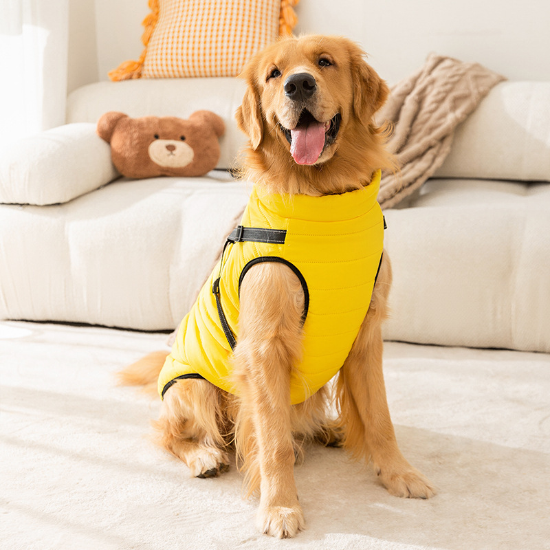 Transfronterizos de moda de color sólido fuera de tracción chaleco perros grandes perros de otoño y invierno mascotas ropa de perro al por mayor image 3