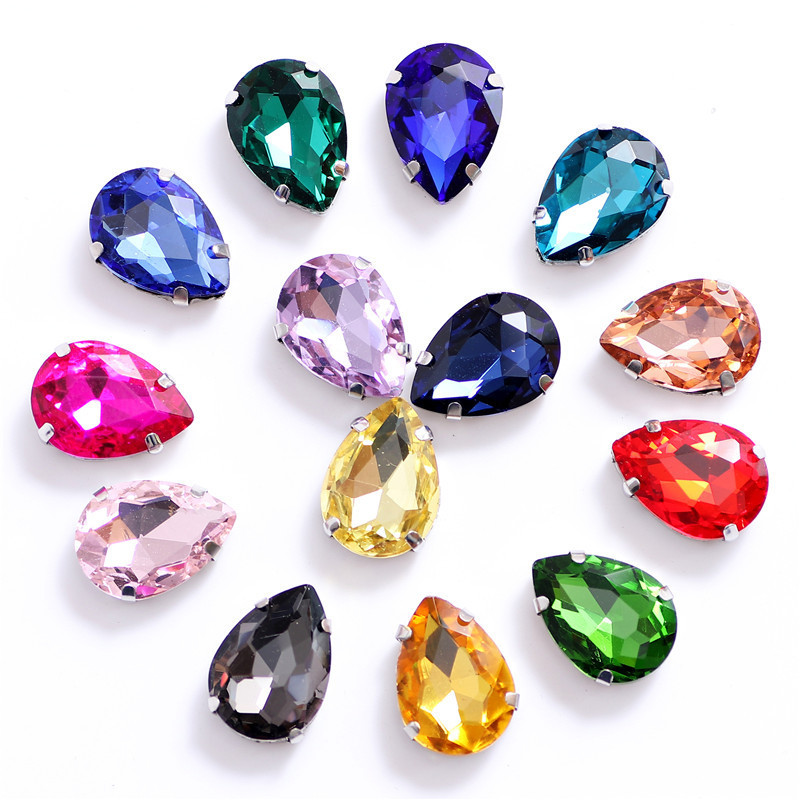 Water Drop Crystal Glass Claw Rhinestones, Four-Corner Hand-Sewn Single Claw Glass Rhinestones, DIY Jewelry and Clothing Accessories Water Drop Crystal Glass Claw Rhinestones, Four-Corner Hand-Sewn Single Claw Glass Rhinestones, DIY Jewelry and Clothing Accessories