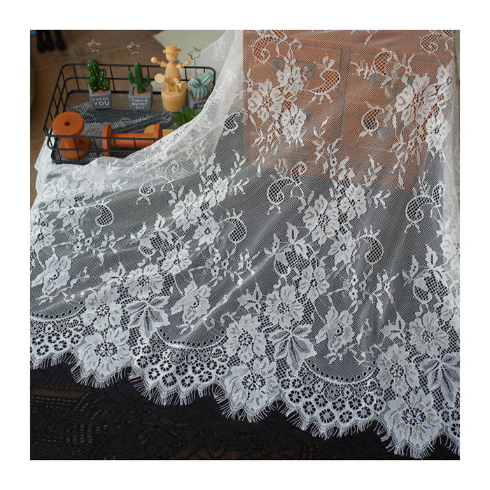 1.5 M × 3m pestañas suaves tela de encaje DIY ropa falda cortina de escritorio tela de fondo decoración