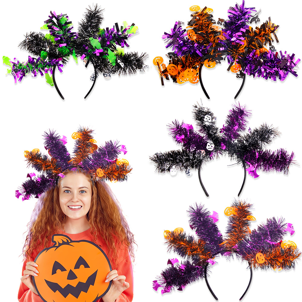 Amazon nuevo Halloween gran banda de cabello larga barra de cabello fantasma fiesta de carnaval banda de cabello de cabello de cabello colorida