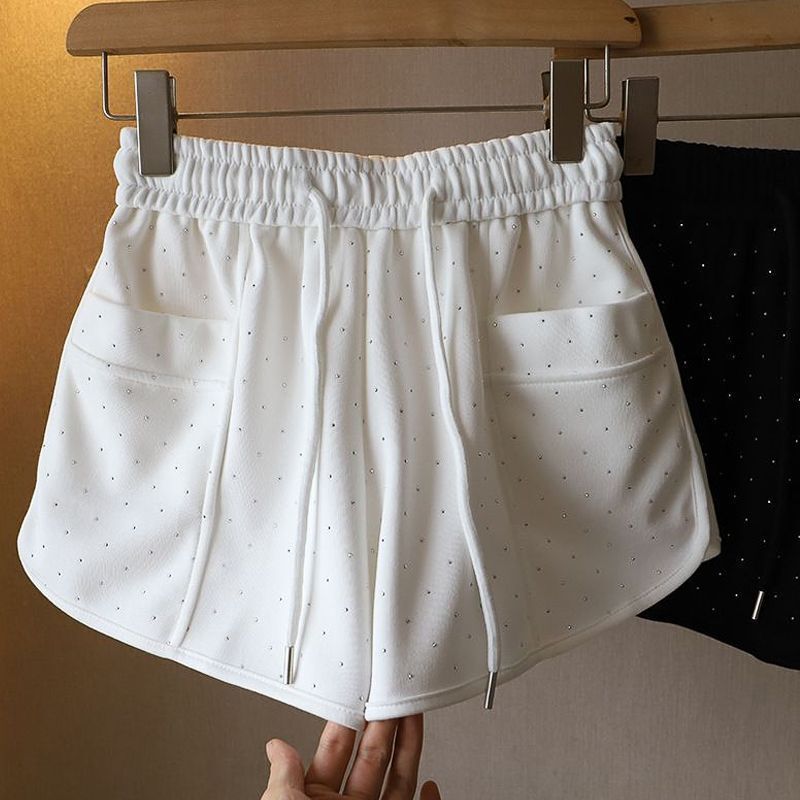 Mamba Cotton Rhinestone Hot Pants for Women, Summer Loose Casual High-Waisted Wide-Leg Shorts, Sports Shorts for Petite Figures, Cross-Border Southeast Asia Pants