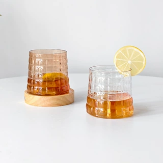 工厂直供PET塑料酒杯方格纹350ml防摔聚会酒吧KTV一次性威士忌杯