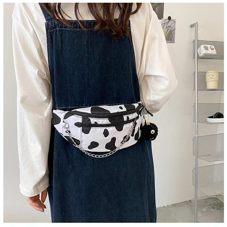 New Printed Cow Pattern Female Small Shoulder Bag Chest Bag Waist Bag display picture 4