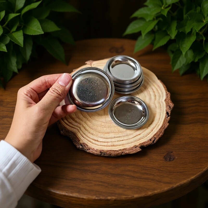 Single Pack Stainless Steel Small Dish Mini Small Dish Soy Sauce Dish Flats Bottom Round Tray Multi-Purpose Seasoning Dish Dipping Dish Single Pack Stainless Steel Small Dish Mini Small Dish Soy Sauce Dish Flats Bottom Round Tray Multi-Purpose Seasoning Dish Dipping Dish
