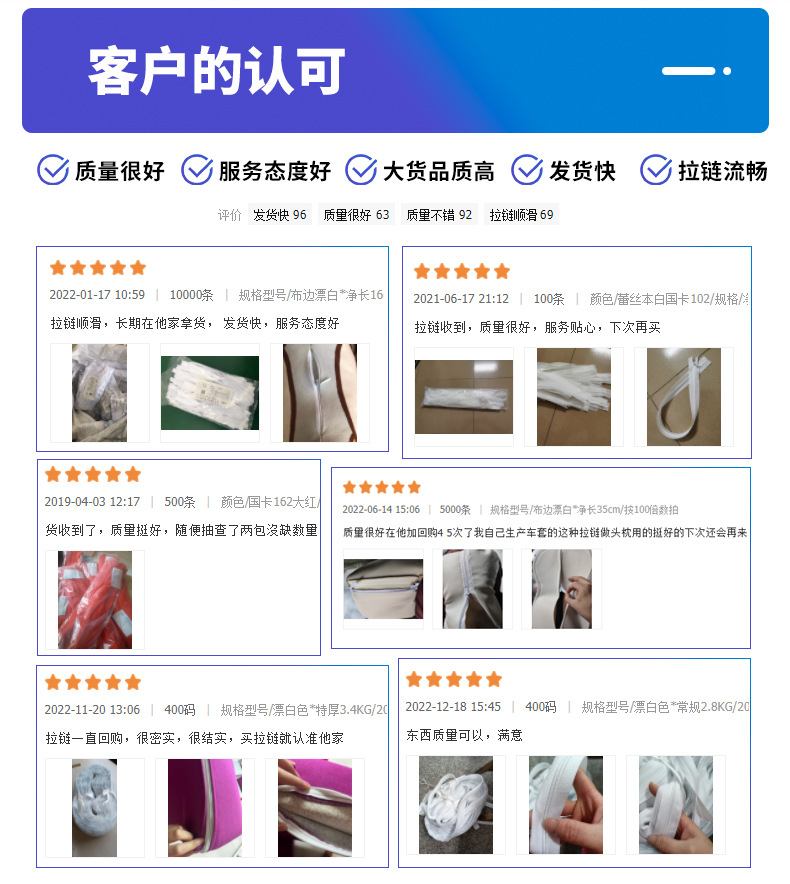 Customer evaluation of the pilot zipper