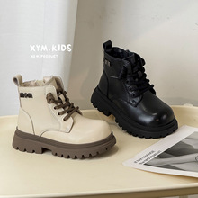 2025年冬季新款儿童靴子时尚百搭真皮男女童马丁靴韩版二棉靴