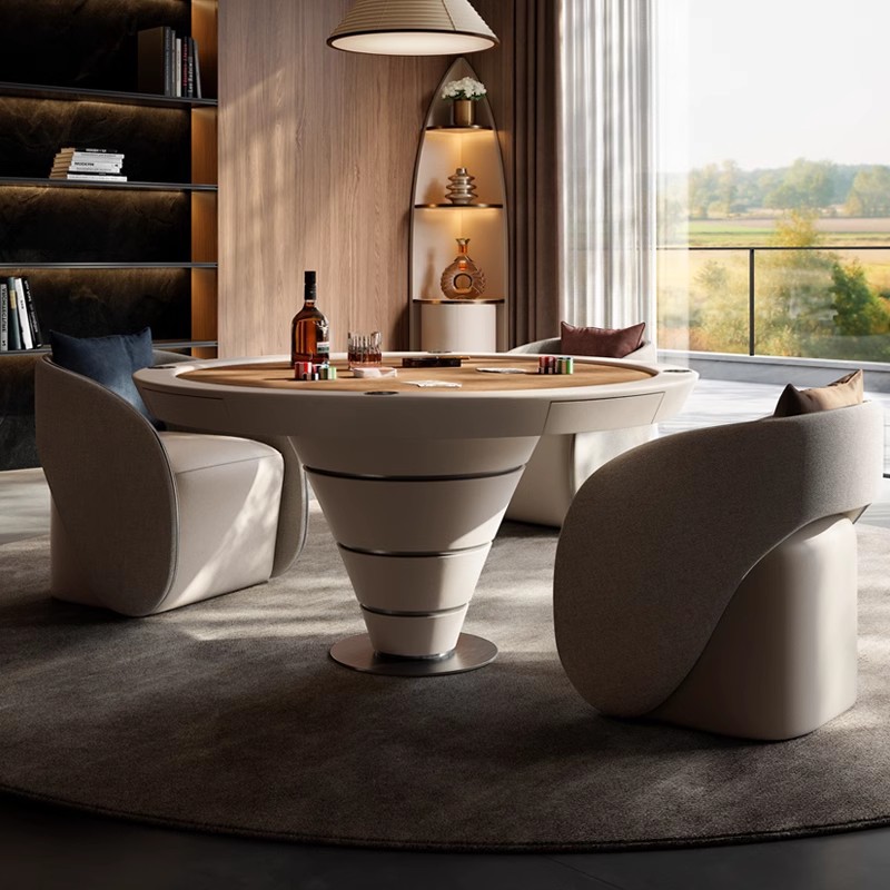 Mesa especial para huevos, madera maciza, moderna, de lujo ligero italiano, mesa de póquer de Texas, villa de alta gama, combinación de mesa y silla