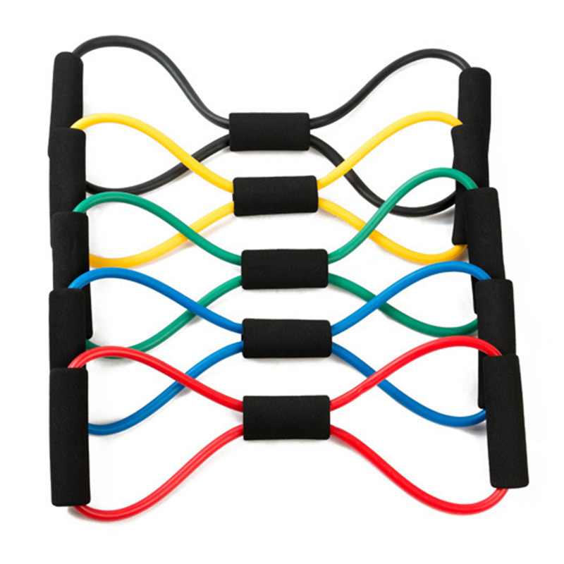 Pilates banda de resistencia Dispositivo de fitness banda de tensión cuerda de tensión de 8 palabras extensor de pecho cuerda de tensión de yoga dispositivo de tensión de fitness
