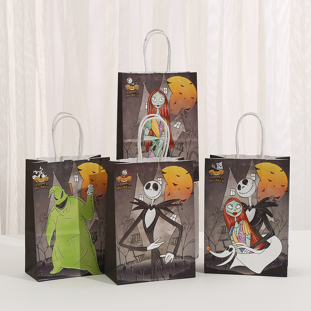 促销牛皮纸袋印花卡通购物袋派对糖果礼品袋收纳袋鬼新娘手提袋