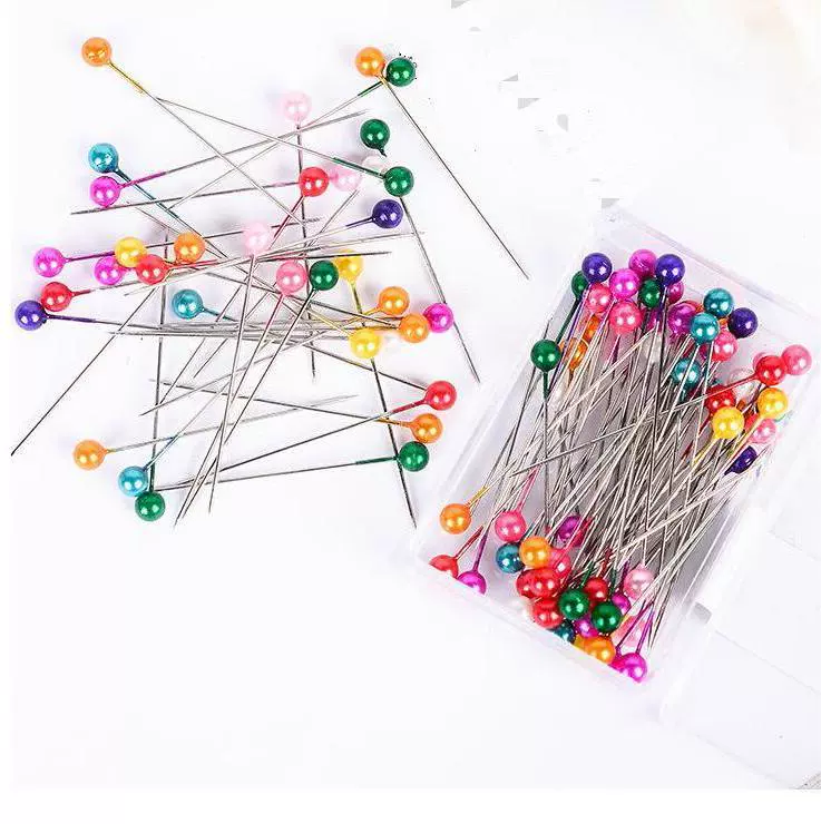 Оптовая продажа никелированная 100 шт цветной жемчужной иглы Высокое качество жемчуг булавки из нержавеющей стали для одежды