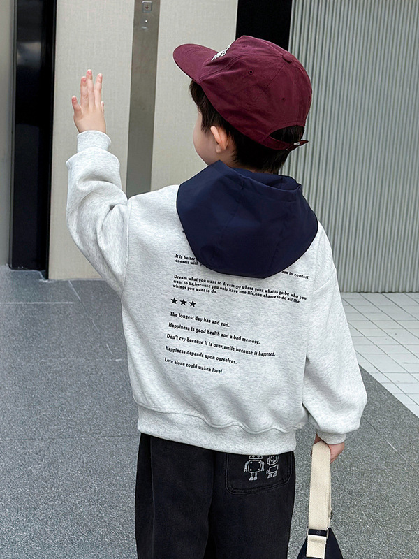 9707男童卫衣春秋款2025新款儿童秋装连帽上衣时髦休闲男孩潮衣服|undefined
