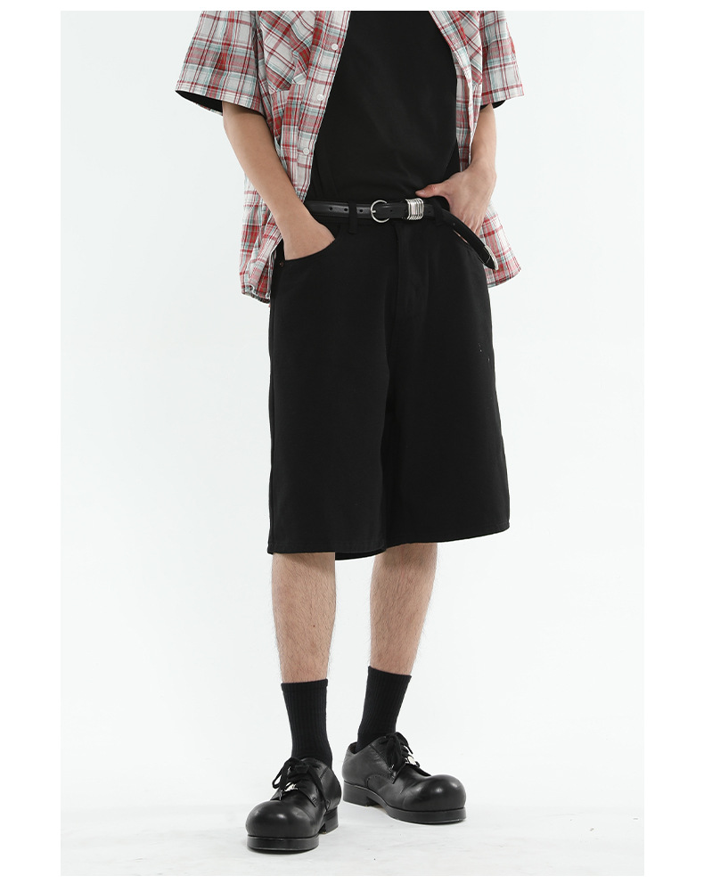 Men's Clothing Men's Casual Wide Leg Five Point Shorts Denim Colorful Loose Straight Leg Half Elastic Waist Summer Style_mkmklike.com