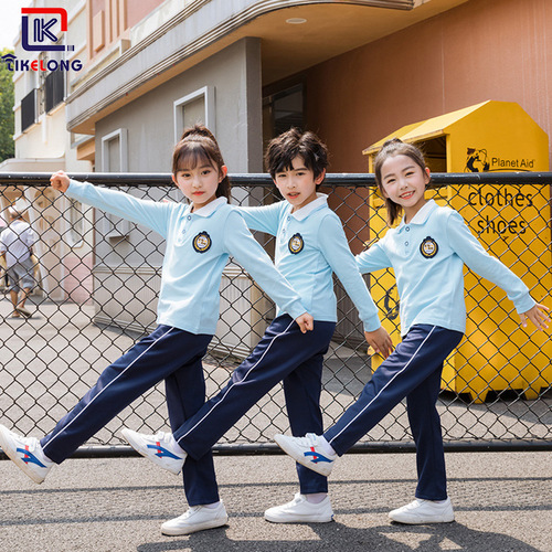 Primary school uniforms, spring and autumn T-shirts and trousers, two-piece kindergarten uniforms, autumn British style children's class uniforms