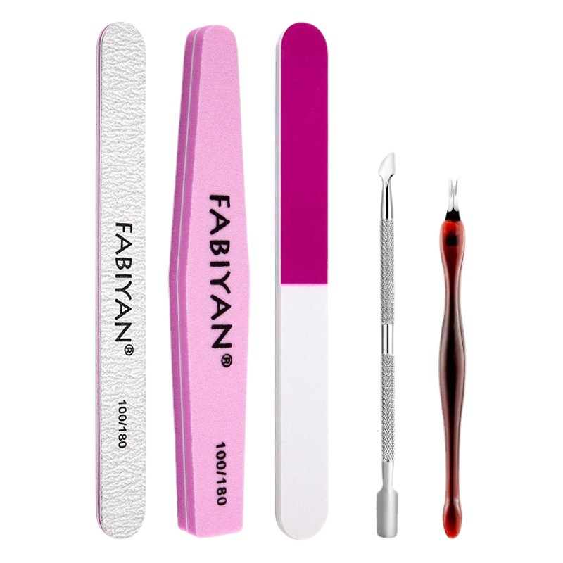 Nail art tool suit polishing strip nail file polishing strip stainless steel dead skin scissors dead skin fork manicure removal tool