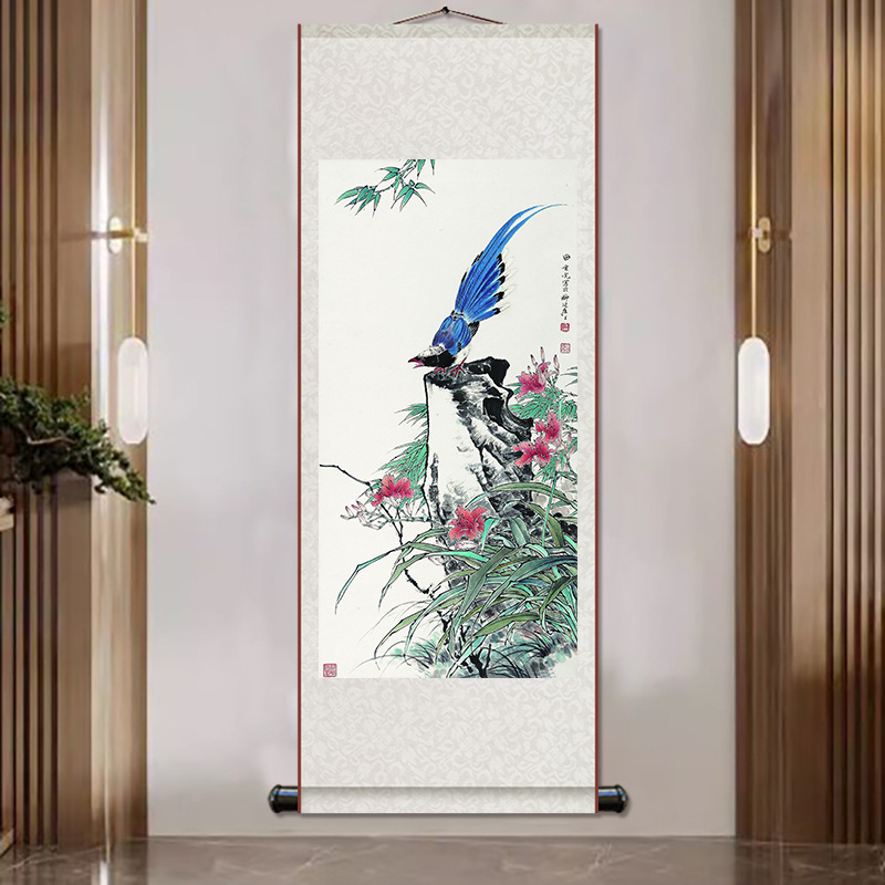 Tian Shiguang's Traditional Chinese Painting, New Chinese-Style Scroll Hanging Painting for Living Room, Silk Tea Room Flower and Bird Painting, Entrance Painting, Chinese Style Study Room Tian Shiguang's Traditional Chinese Painting, New Chinese-Style Scroll Hanging Painting for Living Room, Silk Tea Room Flower and Bird Painting, Entrance Painting, Chinese Style Study Room