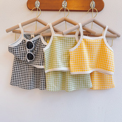 女童吊帶套裝兩件套上衣半身裙夏季新款韓版洋氣短裙佛山童裝批發