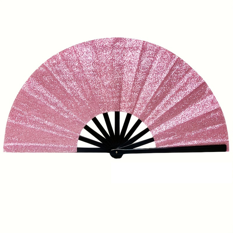 Abanico de regalo de acompañamiento alrededor del festival de música 33cm rosa rosa polvo brillante abanico de kung fu abanico de sonido 100 pedido