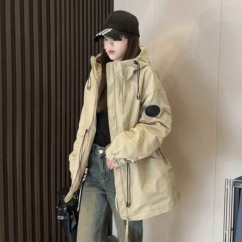 欧货大码冲锋衣女2024秋季收腰百搭风衣中长款工装外套上衣夹克|undefined