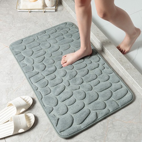 Coral velvet stone flower bath mat, household bathroom and toilet door mat, absorbent anti-slip, stain-resistant, machine washable flooring mat