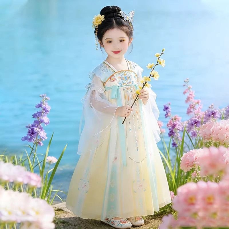 2026 Spring/Summer New Hanfu Dress for Girls, Spring/Autumn Style, Children's Chinese Style Ancient Costume, Super Fairy Tang Suit Princess Dress