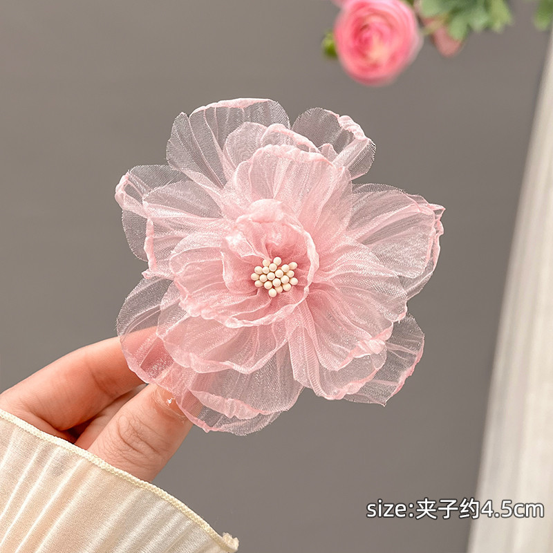 夏季百搭花朵发夹女高级感海边拍照氛围感神器发卡侧边夹发饰头饰|undefined