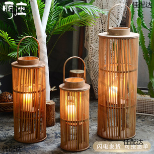 Retro European Style Candle Holder Candle Holder Coffee House Floor Wind Lamp Ornaments Antique Coffee Shop Lantern Decoration