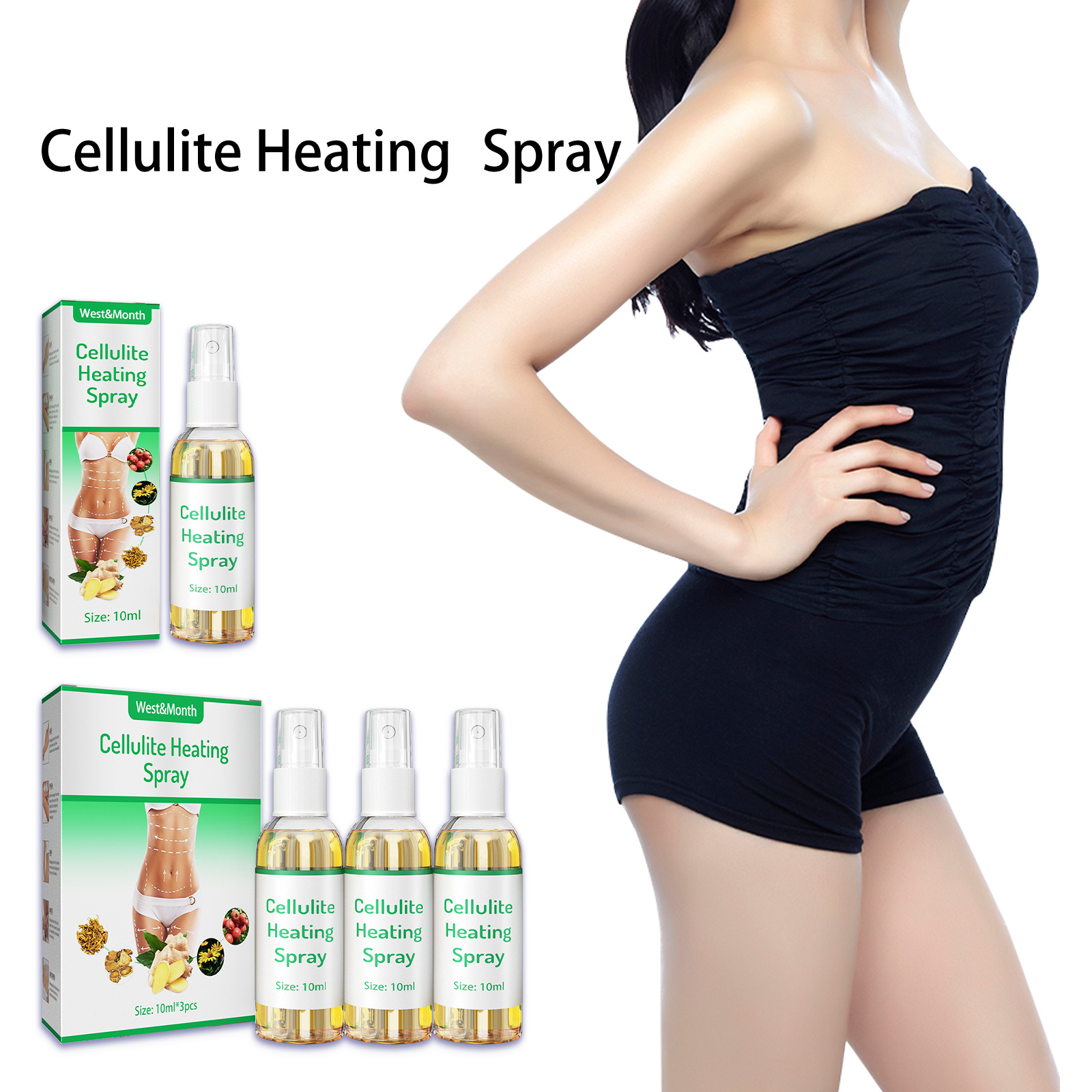 West&Month Body Thigh Muscle Less Big Belly Shaping spray Beauty Slimming essence_voghion.com