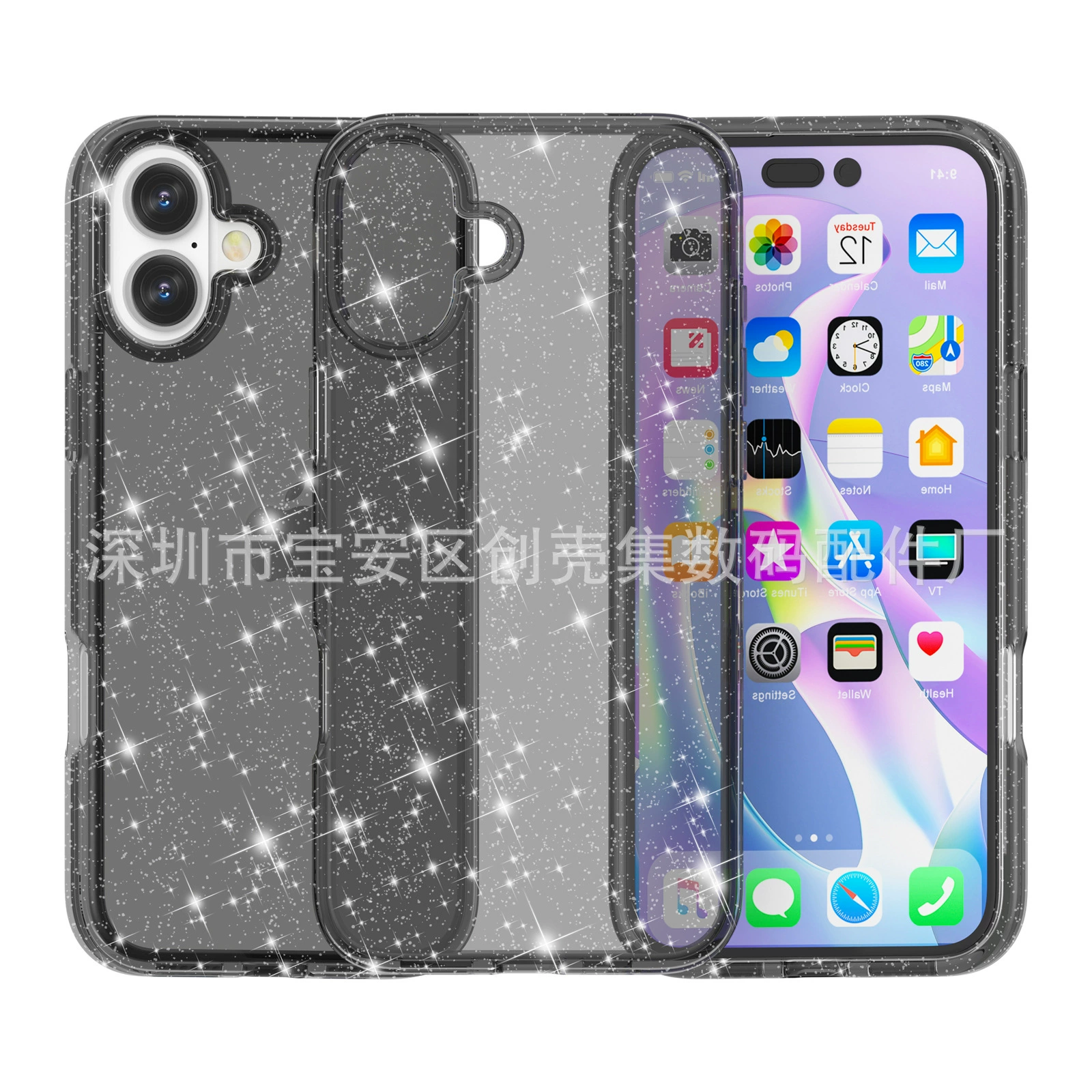 Suitable for IPHONE18 Terminator mobile phone case TPU+PC flash shell 18PRO flash powder defender 17/16 shell