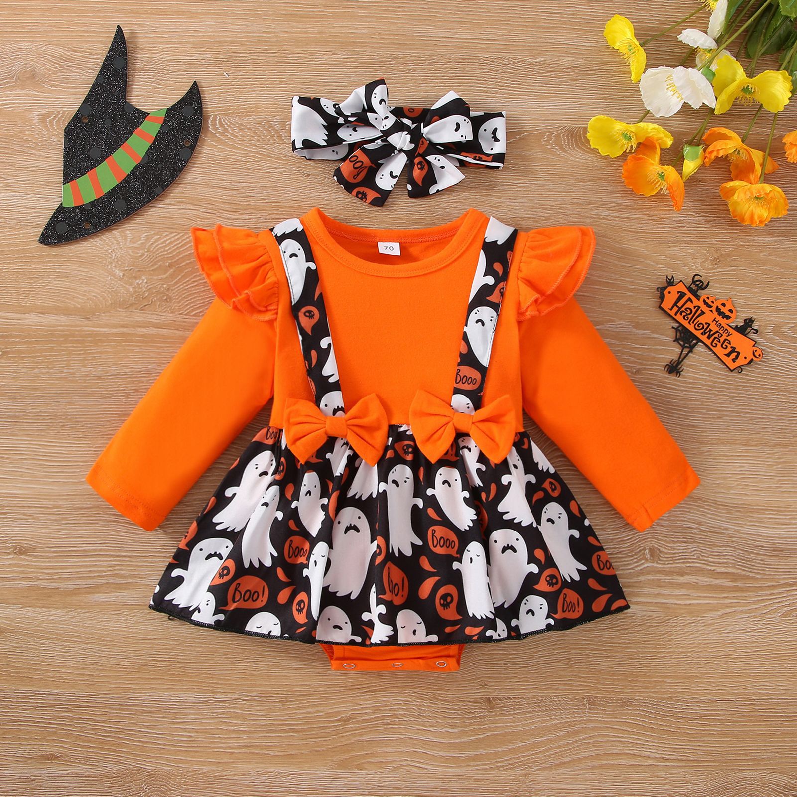 Halloween Fashion Pumpkin Cotton Baby Rompers display picture 4