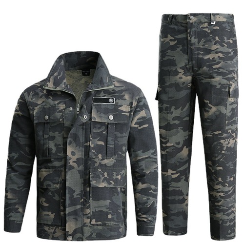 Spring and autumn wear-resistant tops and bottoms, concealed grid anti-scalding welding clothes, casual multi-pocket work uniforms, labor protection work factory workshops