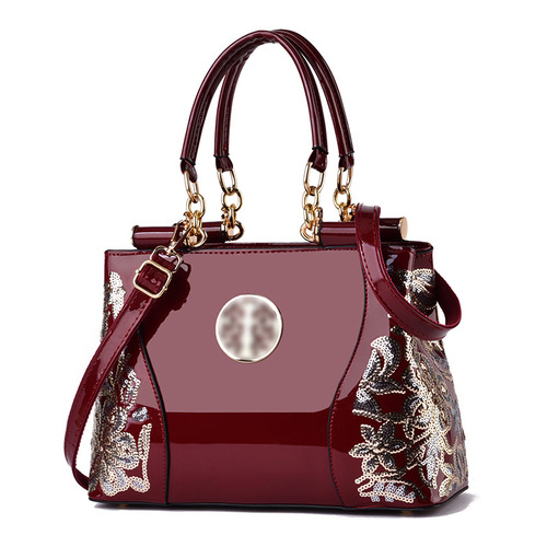  Autumn European & American Retro Handbag, Large-Capacity Bright Leather, Double-Sided Embroidered Women's Bag—Elegant Shoulder & Crossbody Option