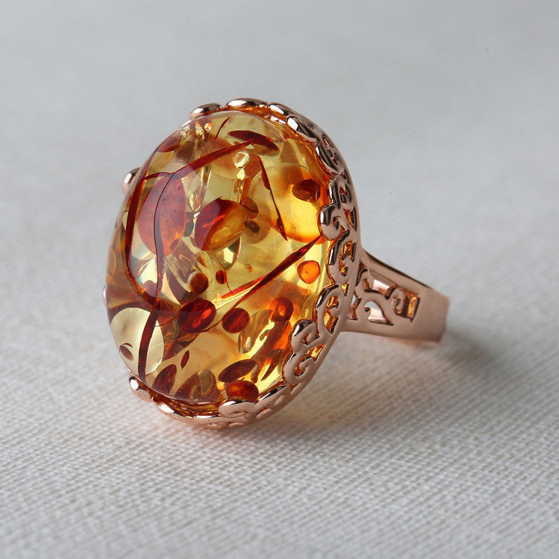 خاتم شمع العسل للرجال والنساء بتصميم عنبري وإثني