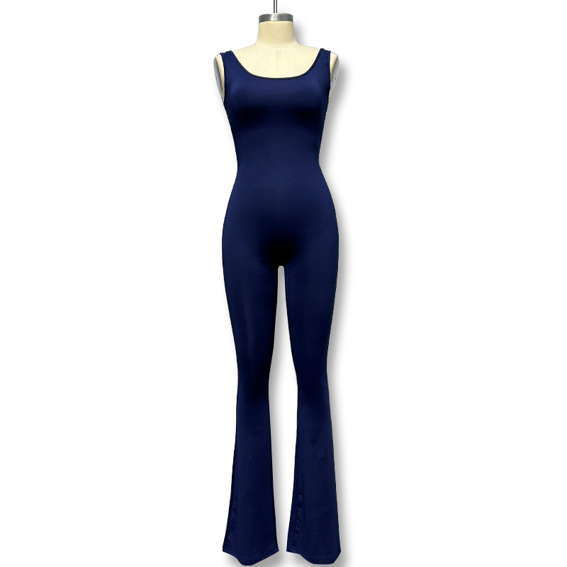 Fitness Classic Style Solid Color Polyester U Neck Tracksuit Jumpsuits display picture 26