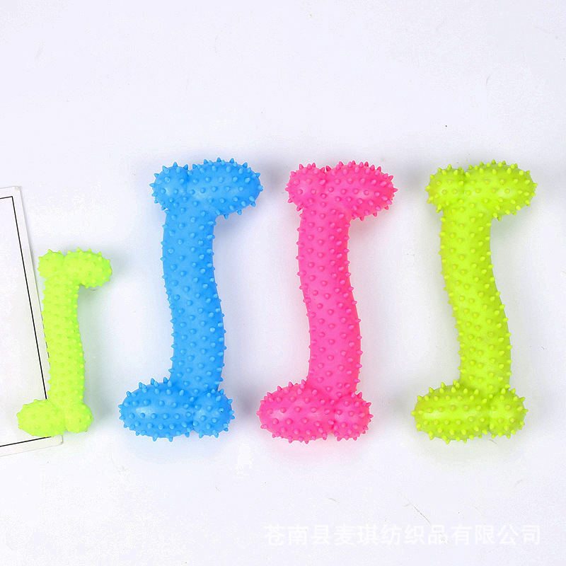 Juguete para Perros con Forma de Hueso de TPR con Espinas, Juguete para Limpiar los Dientes y Masticar, Juguete de Entrenamiento para Perros