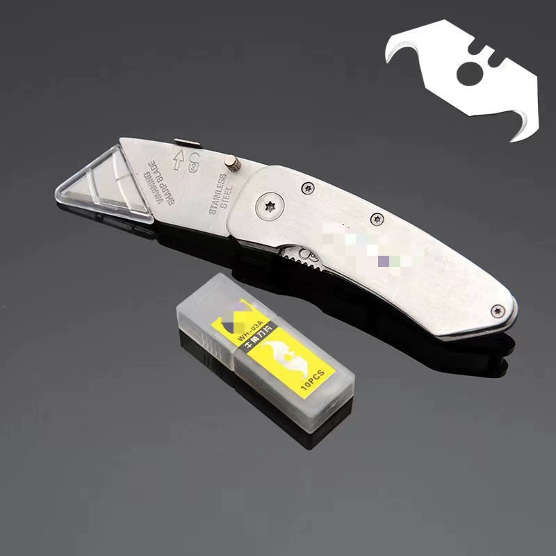 Folding Utility Knife, Aluminum Alloy Handle, Heavy-Duty Wear-Resistant Metal Blade, Multi-Pack Options