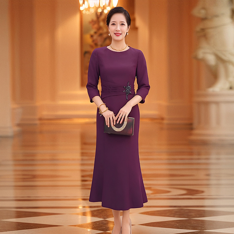 Dress High-end Light Luxury Niche Usually Wear Female Mother Wedding Banquet dress Happy Mother-in-law Toast Dress New plus size