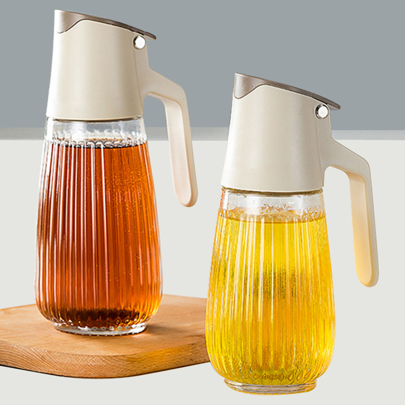 Automatic opening and closing oil pot leak-proof glass oil bottle household large-capacity oil tank vinegar pot seasoning bottle kitchen cooking