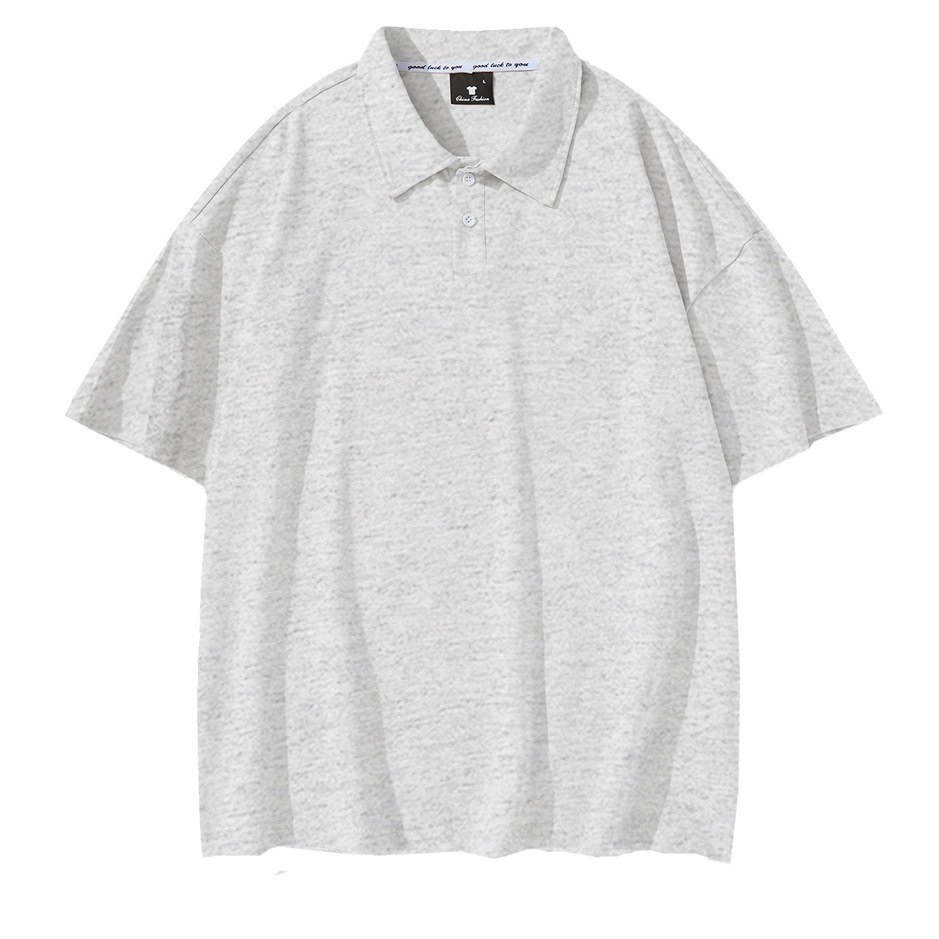 POLO diseño de mangas cortas ropa de trabajo de grupo blanco puro impresión de procesamiento T LOGO camisa cuello algodón cómodo