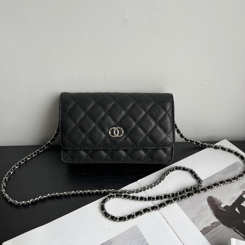 Chanel Style Genuine Leather Small Bag Caviar Fortune Bag 2024 New WOC Women's Bag All-match Cowhide Shoulder Crossbody Bag