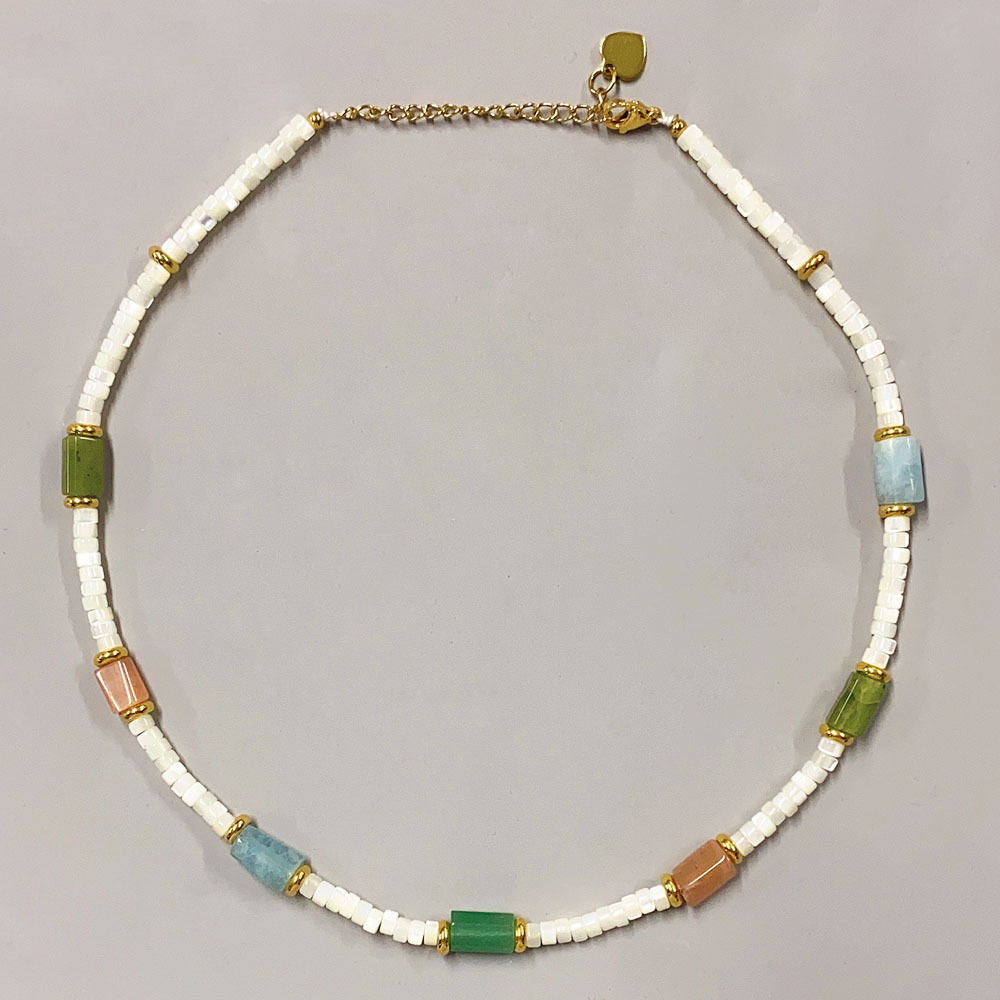 100g Weight Necklace Classification Titanium Steel Chain Material 20 PCS/Package Quantity Holiday, Travel, Daily Occasion Beaded, natural stone, Titanium Steel Material Geometric Pattern Women's Gender Beaded Design Casual, Marine Style Style Casual Marine Style Geometric Beaded Natural Stone Titanium Steel Necklace In Bulk 16