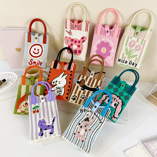Shoulder Crossbody Mobile Phone Bag Cute Knitted Hand Bag Cartoon Large Capacity All-match Coin Purse Handbag Wholesale
