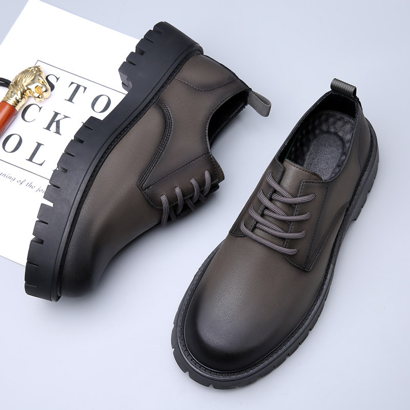 Round Head Inner Height Increasing British Casual Martin Boots Low-top Breathable Men's Youth Tooling Fashionable Korean-style Business Non-slip Round Head Inner Height Increasing British Casual Martin Boots Low-top Breathable Men's Youth Tooling Fashionable Korean-style Business Non-slip