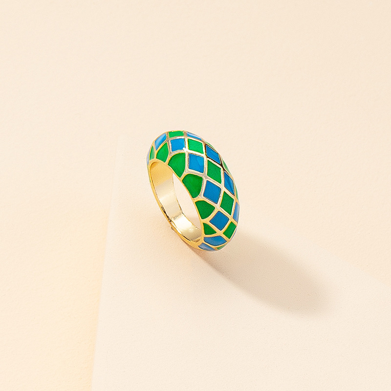 Wholesale Jewelry Enamel Glaze Plaid Ring Nihaojewelry display picture 2